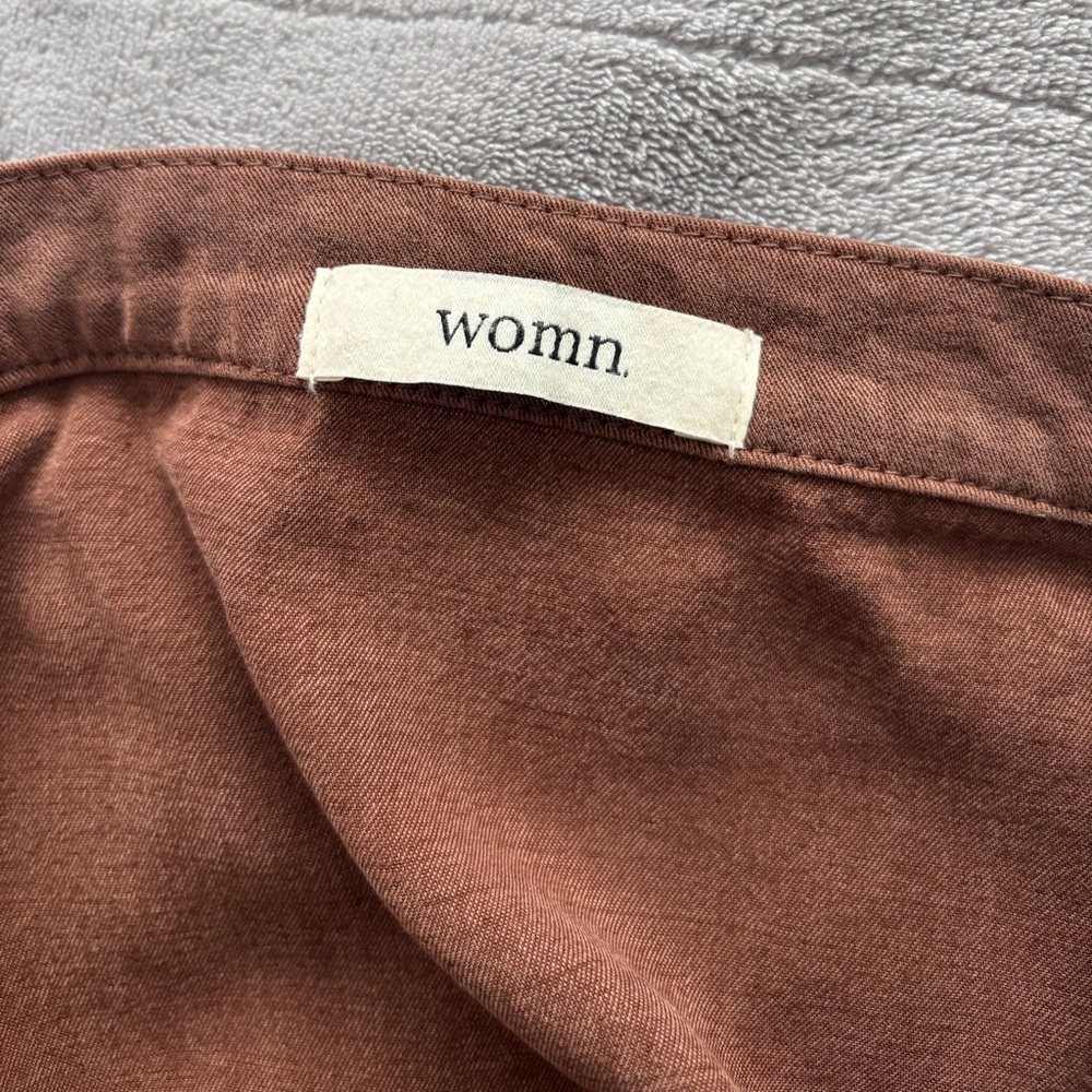 Nora Skirt Brown Button-Front Midi Skirt Cotton - Picture 9 of 10